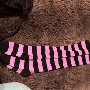 Black and purple Striped Knee-High Socks